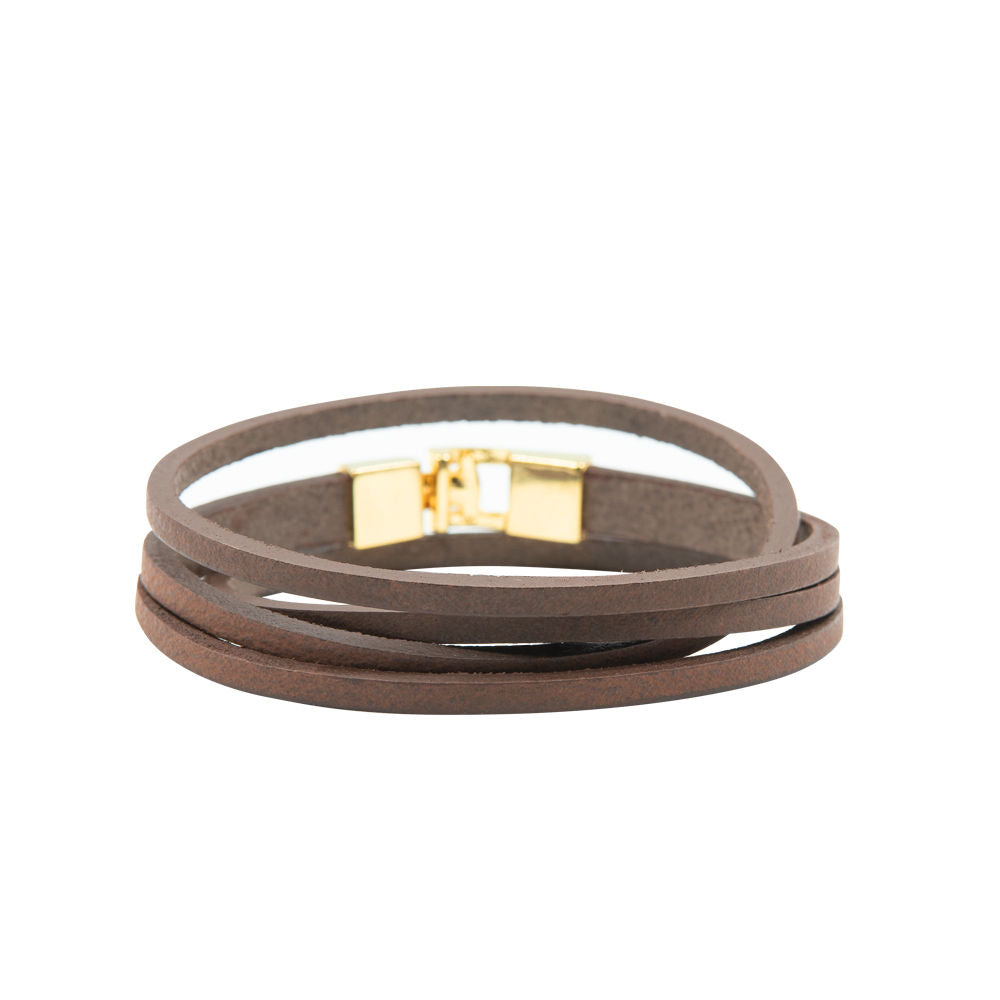 Double Wrap Slit Bracelet - Golden Hook Clasp