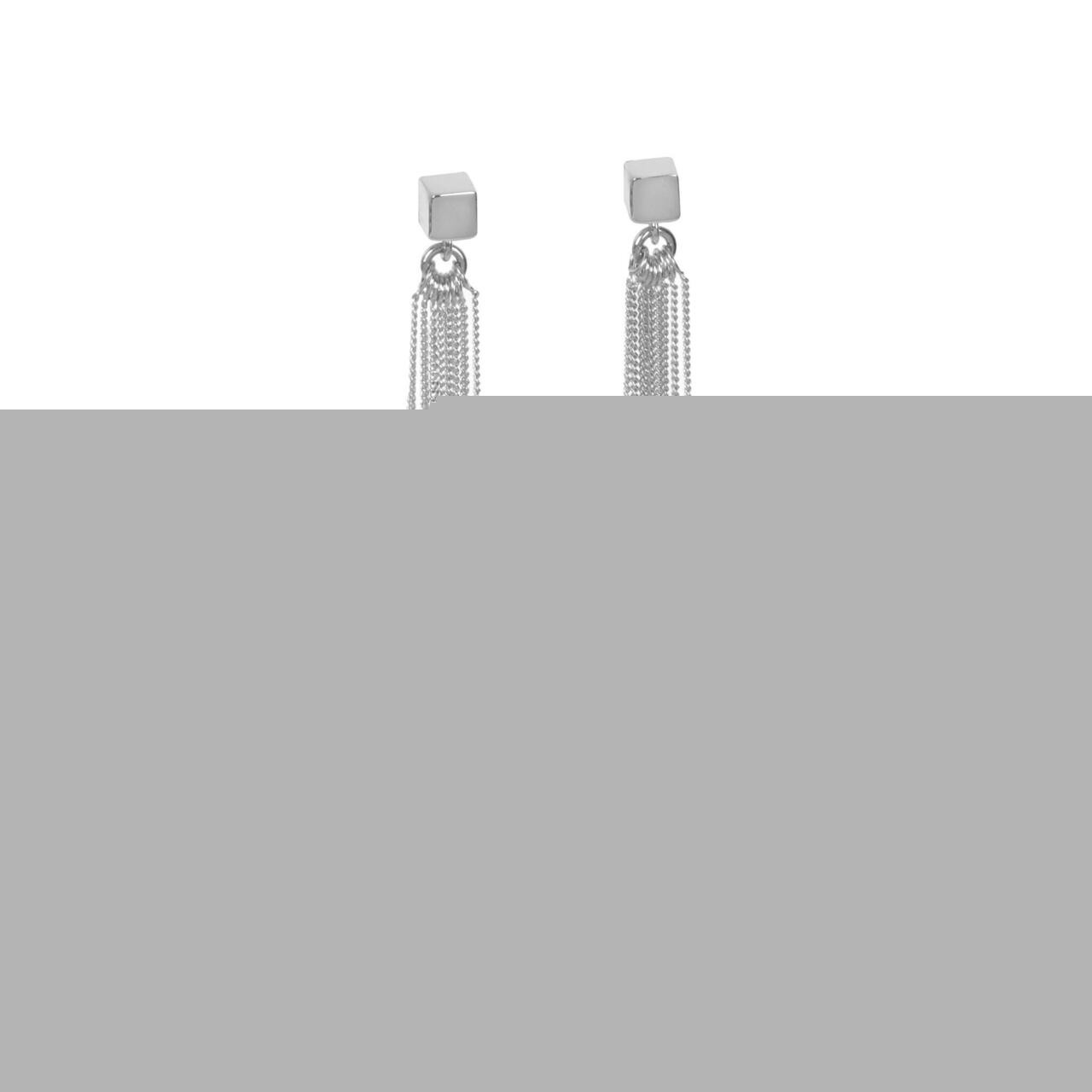 Solid C-Tassel Earrings - Rose Gold and Silver